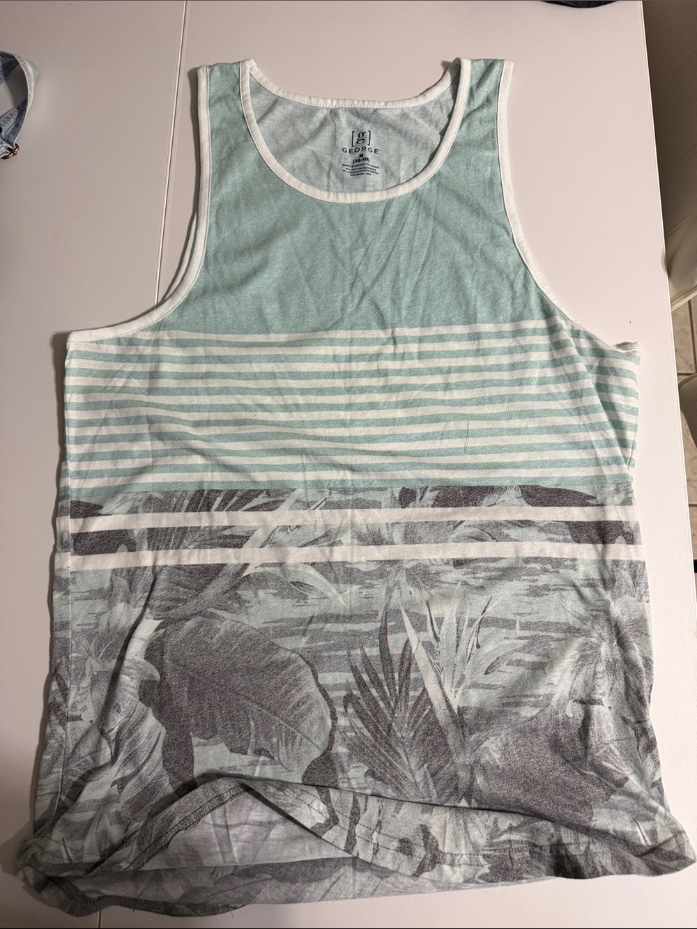 George Mint and Gray Tropical Stripe Tank